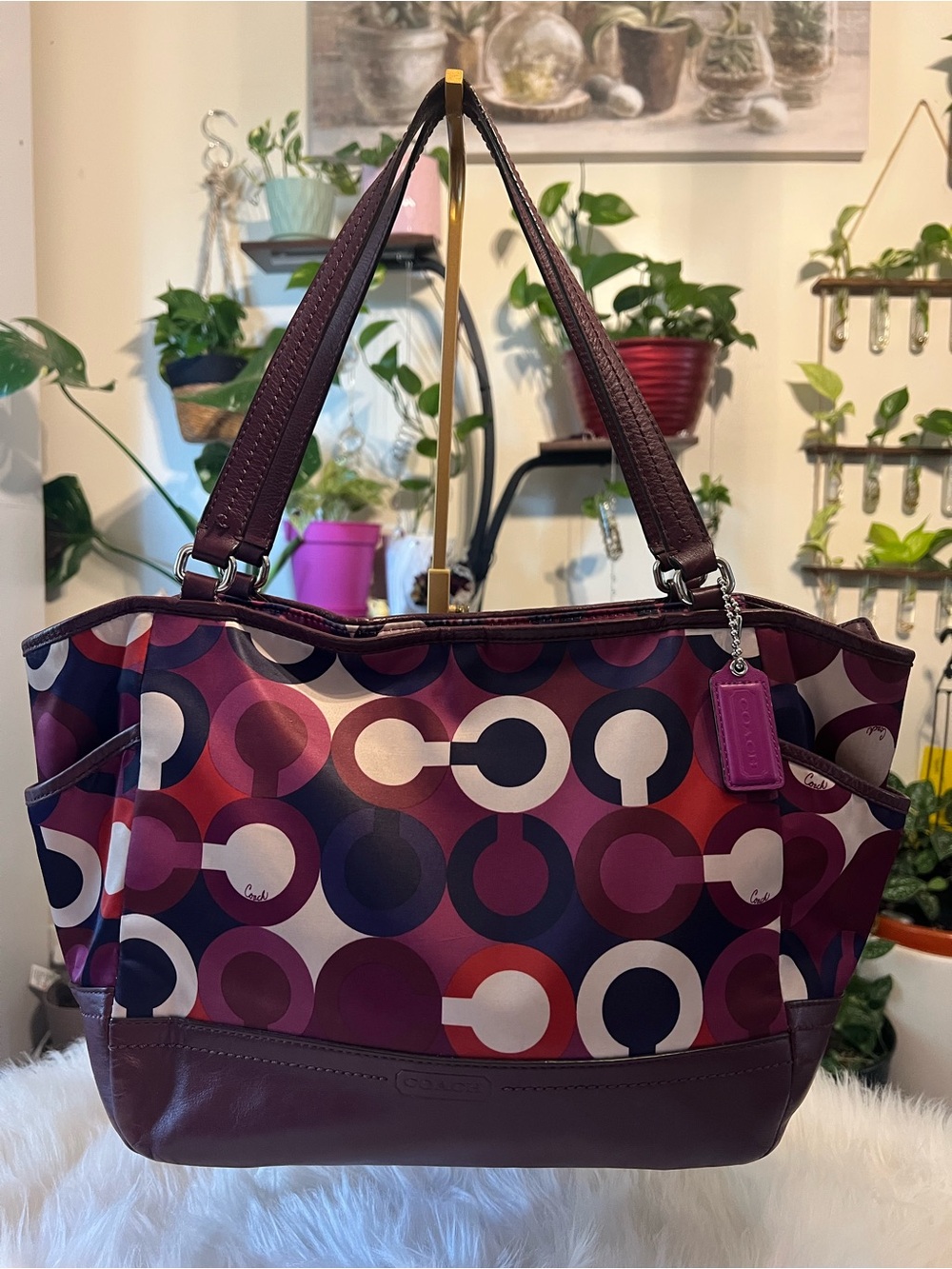 Coach Multicolor Purple Circle-Print Shoulder Bag
